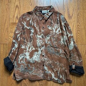 Chico's Earthy Abstract Linen Shirt